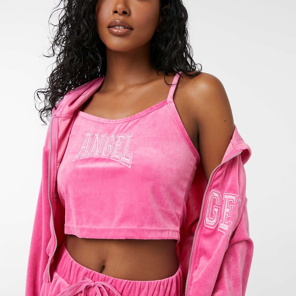 ARDENE Velour hot-pink cropped tank NWT